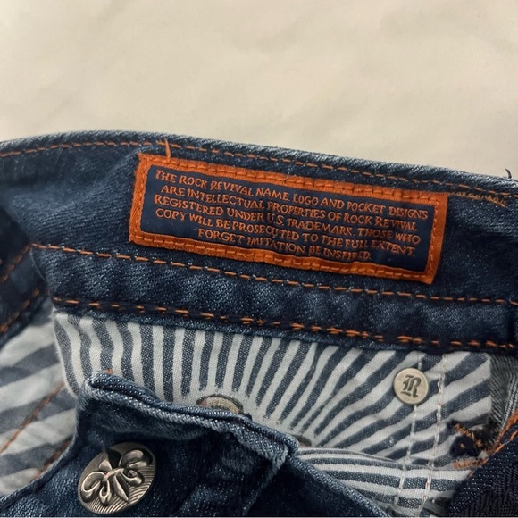 Rock Revival Jen Boot Jeans Sz 29 Faux Leather Embroidered Back Flap Pockets EUC - Picture 11 of 15